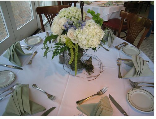 Big flowers wedding arrangement with light green and brown picture.JPG