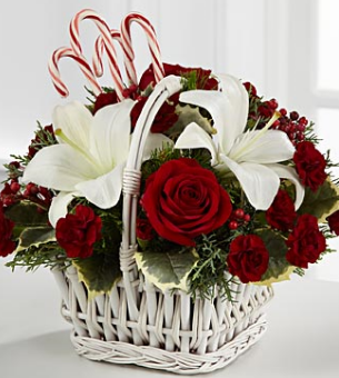 Holiday Treasures Bouquet in white basket.PNG