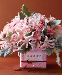 Trendy looking Valentines day flowers gift with pink flowers.JPG