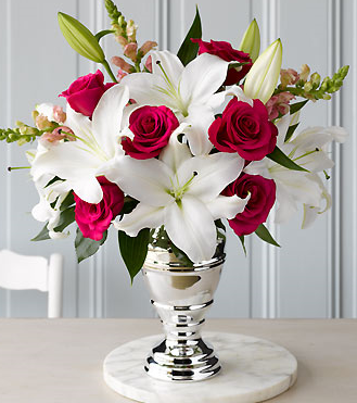Martha Stewart Gracious Rose Medley with elegant silver vase.PNG