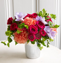 Martha Stewart Vibrant Bloom Bouquet in silver potter picture.PNG