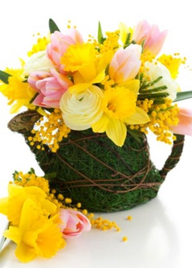 Beautiful Easter bouqet pictures with very unique vase.JPG