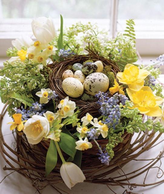 Beautiful Easter flower bird nest picture.JPG