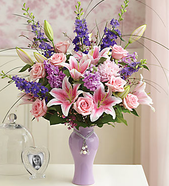 Purple and pink lilies love bouquet picture.PNG