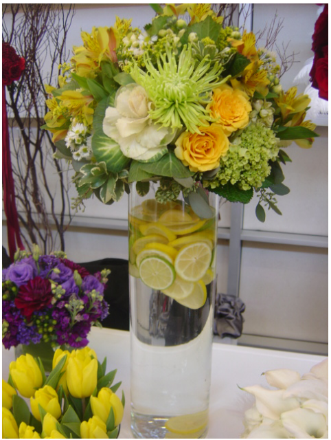 Yellow Wedding Flower Arrangement with lemon.PNG
