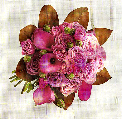 Pink bride bouquet with brown leaves.PNG