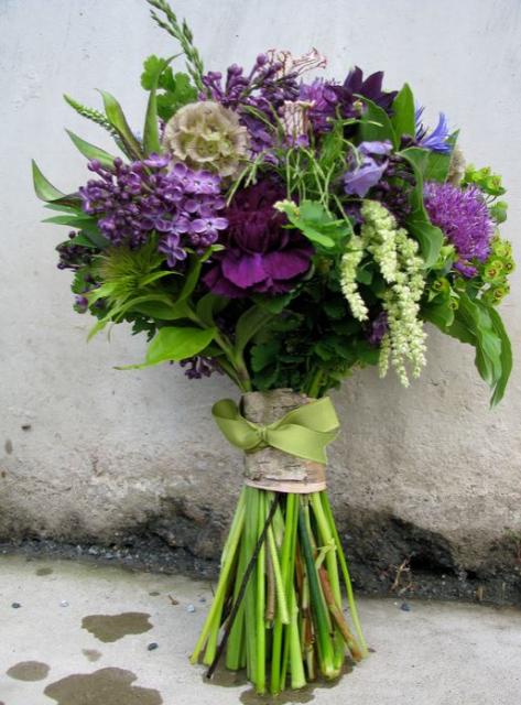 Nature them brides bouquets with purple flowers.JPG