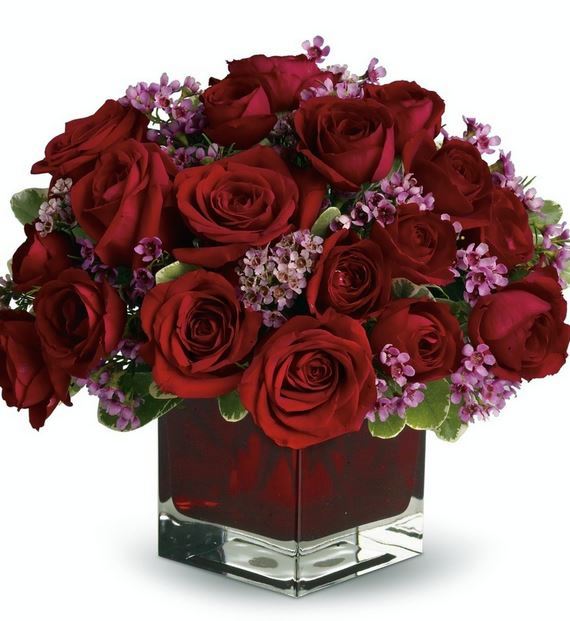 Dark red roses valentines centerpieces pictures