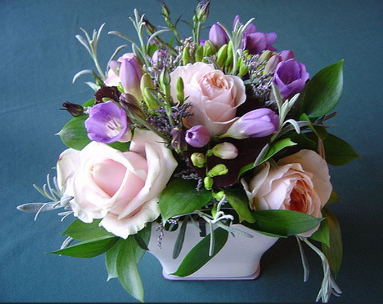 Mother's day centerpiece with beautiful fresh flowers