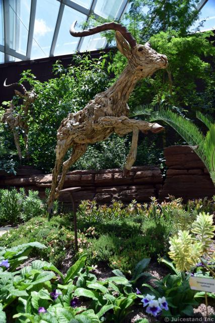 Deer Sculpture Carved Out of Wood at Flower Dome