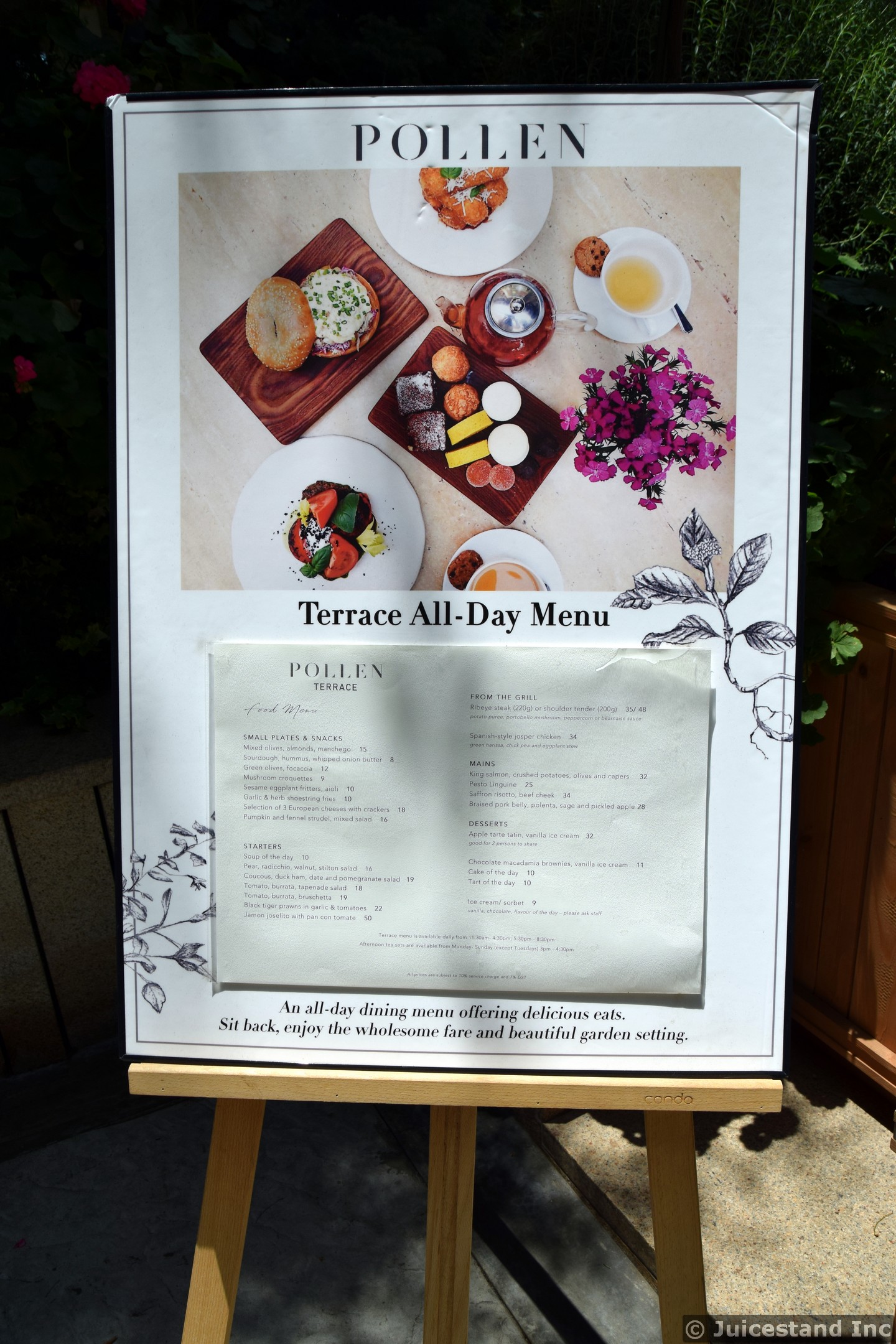 Pollen Terrace Menu inside Flower Dome Gardens by the Bay