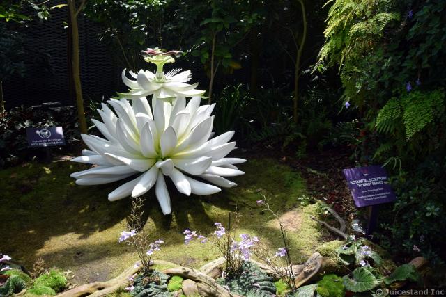 Cool White Dahlia Flower Sculpture at Gardens by the Bay