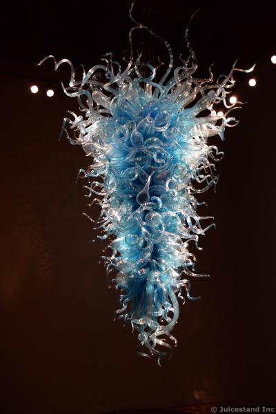 Aqua-Blue Tendrils Glass Chandelier