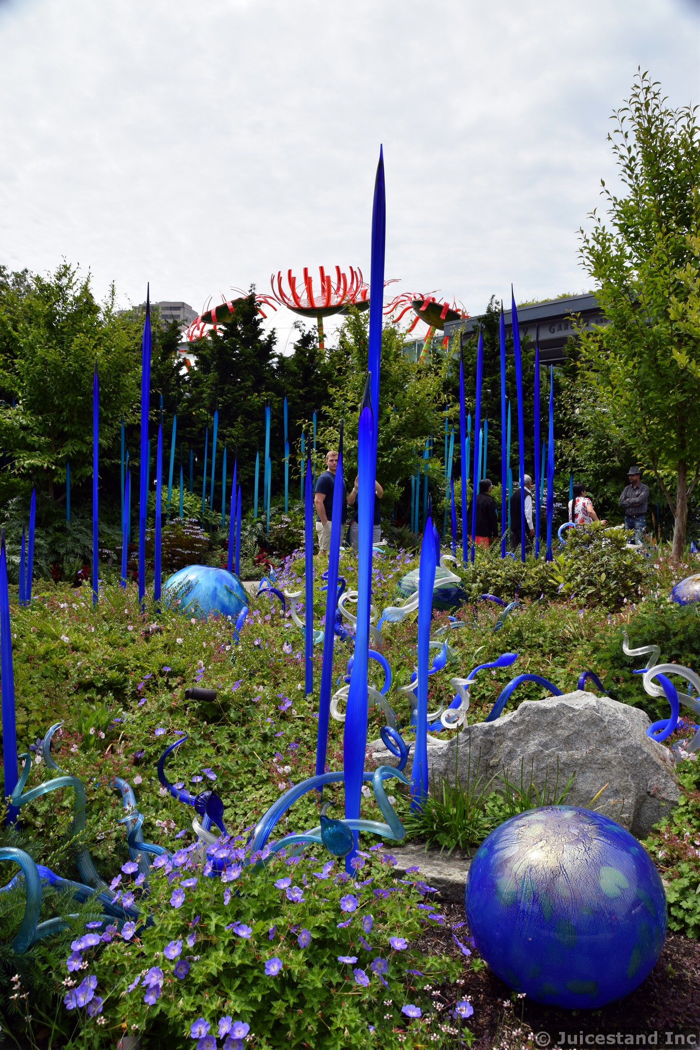 Forest of Blue Spiked Sculptures