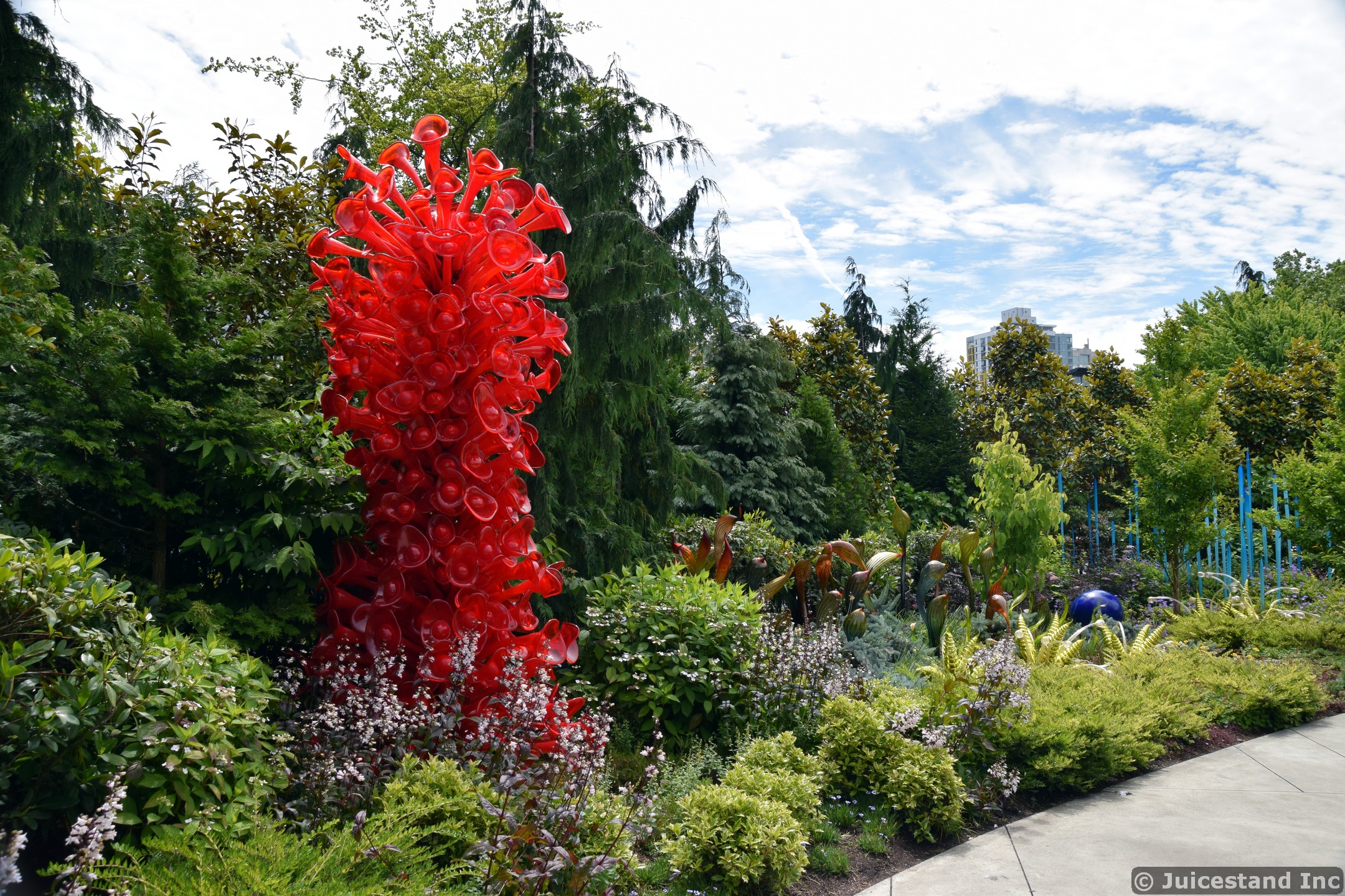 Red Mushroom Colony-Like Tall Sculpture
