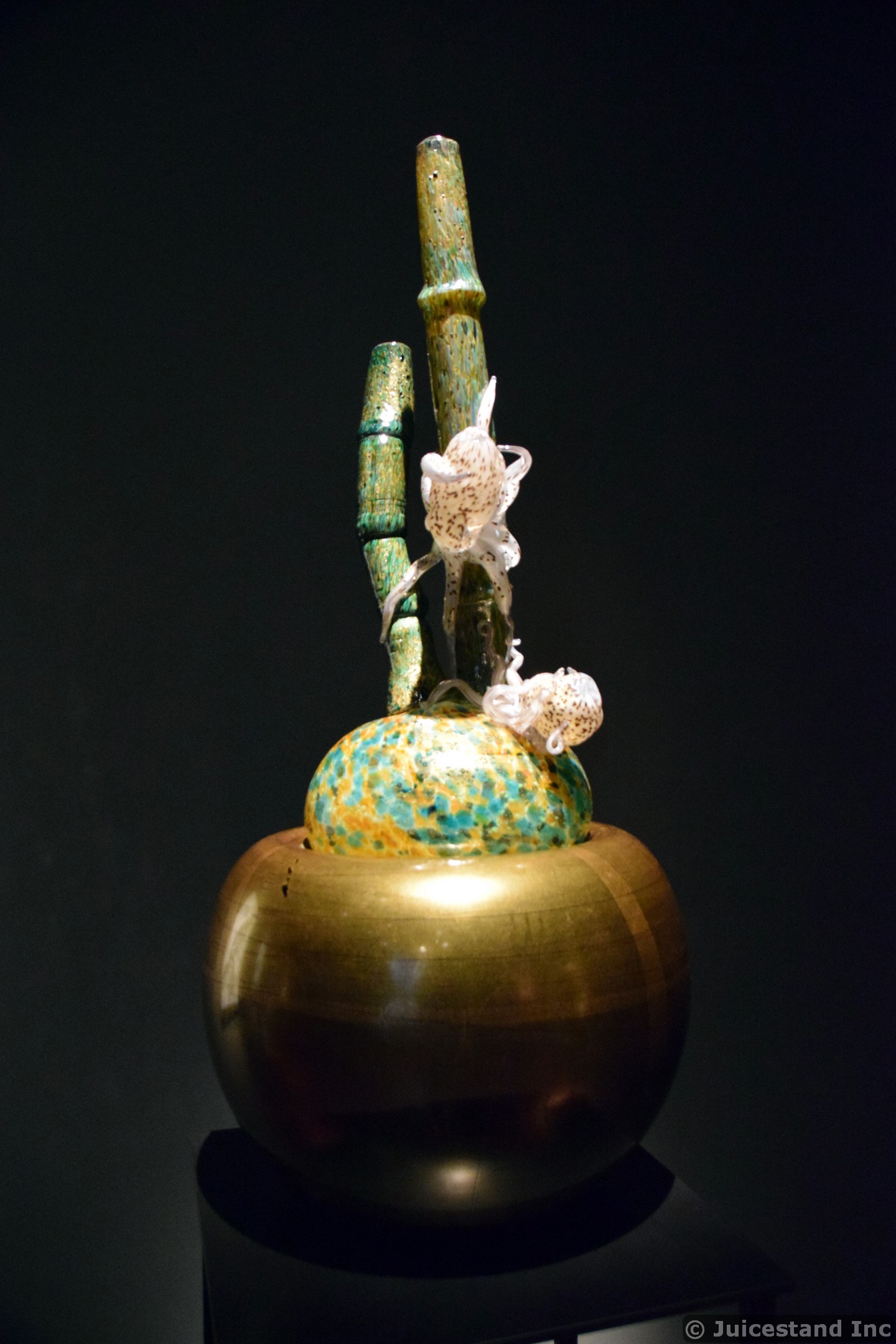 Spider on Bamboo Glass Sculpture