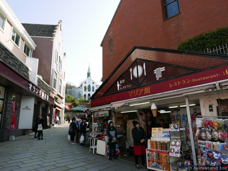 Restaurant and Oura Cathedral near Glover Garden