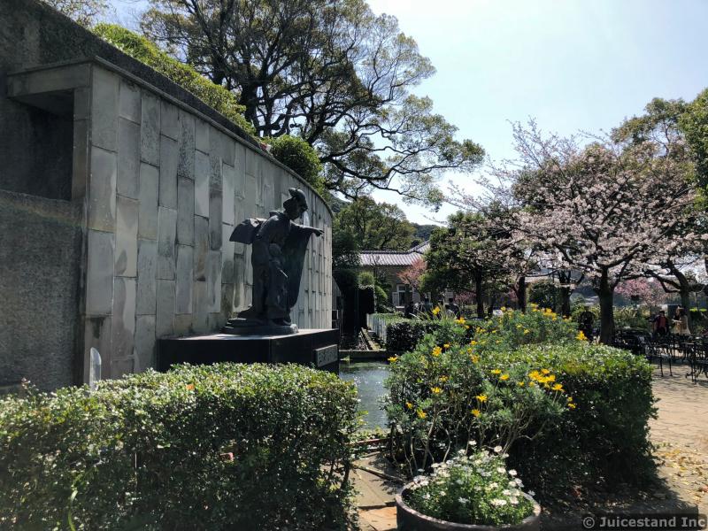 Statue, Wall Fountain and Magnolias