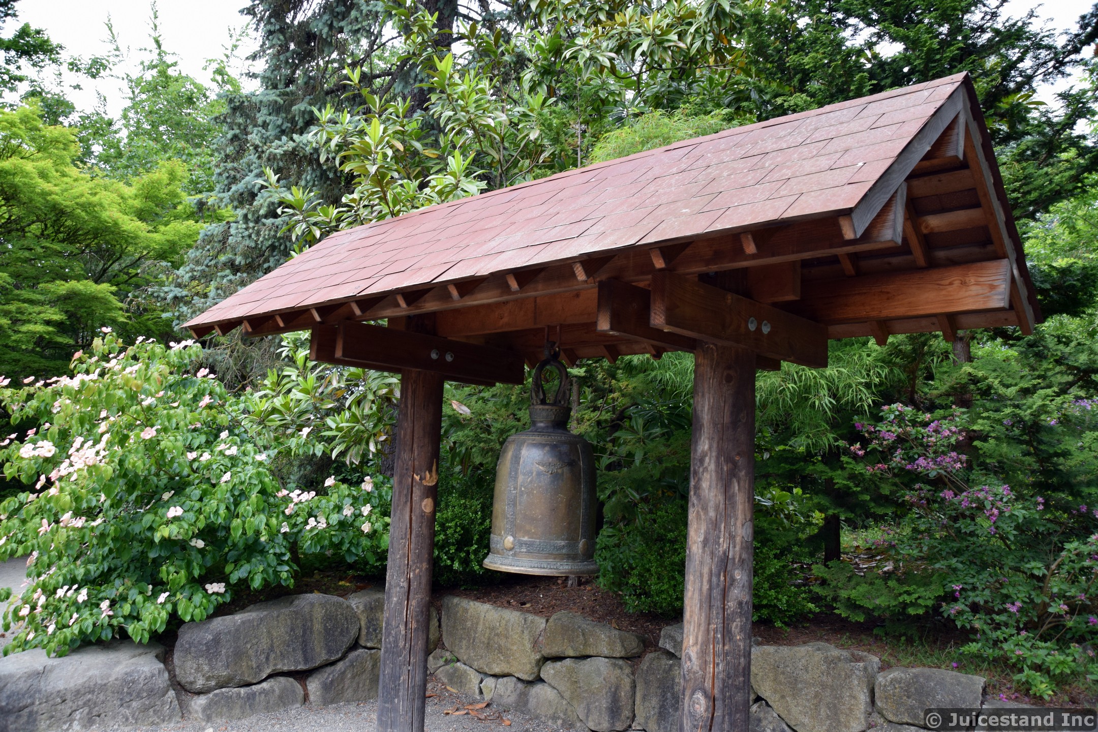 Asian Bell Under Small Pavilion at Kubota Garden