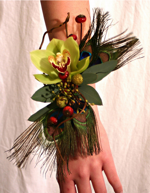 Peacock corsage for weddings.PNG