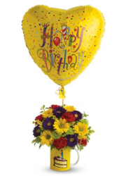 Yellow theme flowers with heart shaped balloon_perfect flowers birthday gift.PNG