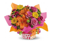 Birthday theme bouquet with pink, red, yellow and red_2013 bouquet.PNG