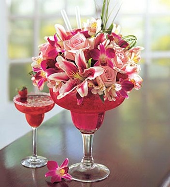 Strawberry Floral Margarita center piece with pink lilies.jpg