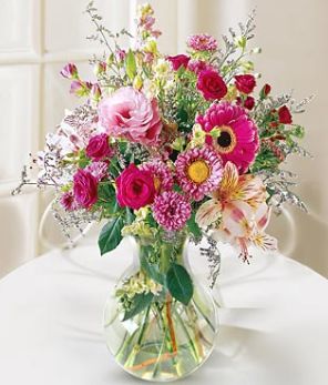 Summer wedding arrangement with colorful flowers photo.JPG